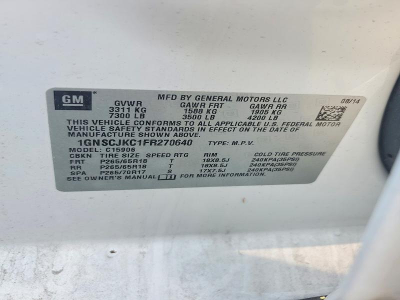 Продажа на аукционе авто 2015 Chevrolet Suburban, vin: 1GNSCJKC1FR270640, номер лота: 62838186