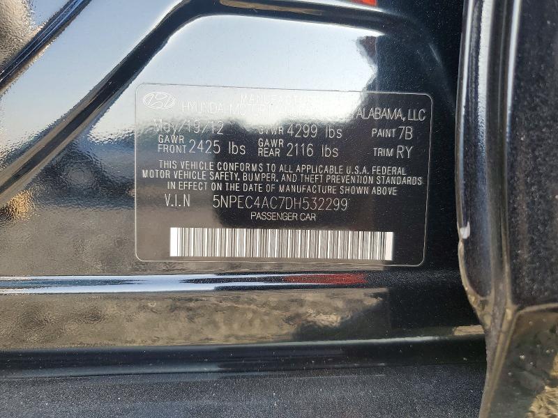 2013 Hyundai Sonata მანქანა იყიდება აუქციონზე, vin: 5NPEC4AC7DH532299, აუქციონის ნომერი: 59372716