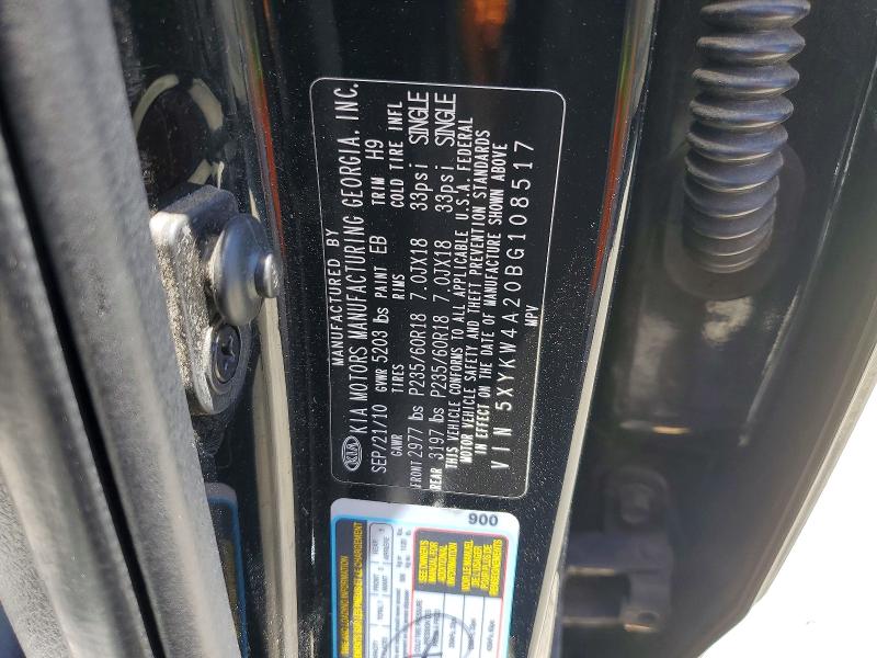 Продаж на аукціоні авто 2011 Kia Sorento, vin: 5XYKW4A20BG108517, номер лоту: 59629686