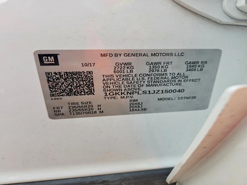 Aukcja sprzedaży 2018 Gmc Acadia, vin: 1GKKNPLS1JZ150040, numer aukcji: 60249696