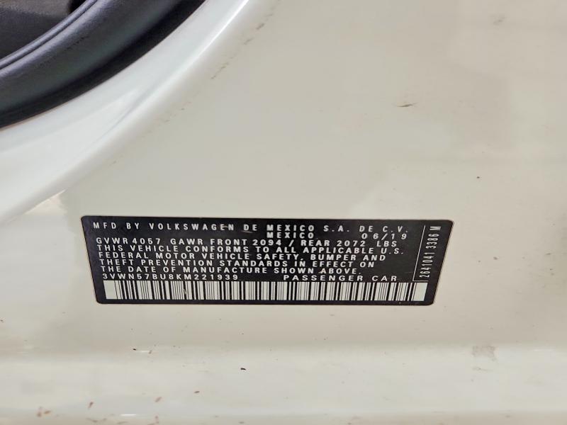 Aukcja sprzedaży 2019 Volkswagen Jetta, vin: 3VWN57BU8KM221939, numer aukcji: 60408586