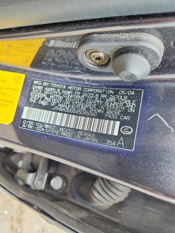 2004 Lexus Es მანქანა იყიდება აუქციონზე, vin: JTHBA30G545045060, აუქციონის ნომერი: 61837236