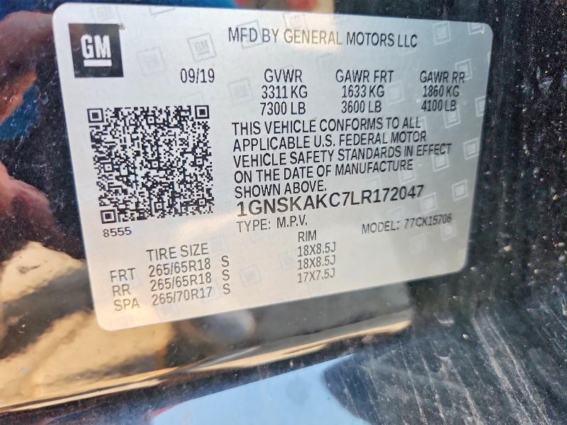 Продаж на аукціоні авто 2020 Chevrolet Tahoe, vin: 1GNSKAKC7LR172047, номер лоту: 59532416