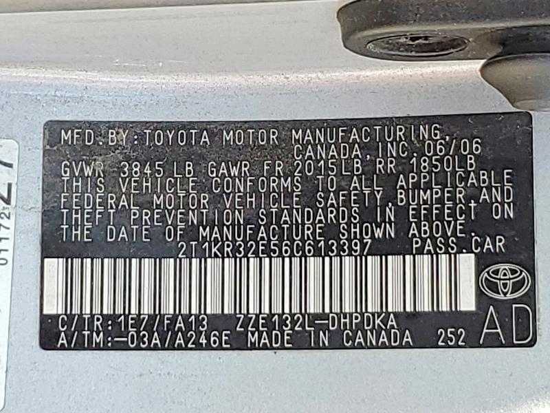 Aukcja sprzedaży 2006 Toyota Corolla Matrix, vin: 2T1KR32E56C613397, numer aukcji: 61444596