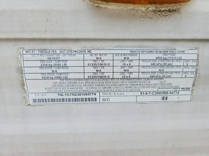 Продаж на аукціоні авто 2008 Gulf Stream Conquest 298 Bds, vin: 1NL1GTN2381094774, номер лоту: 60937286