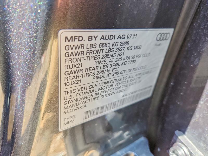 Продаж на аукціоні авто 2022 Audi Sq8, vin: WA1CWBF10ND001666, номер лоту: 59587366