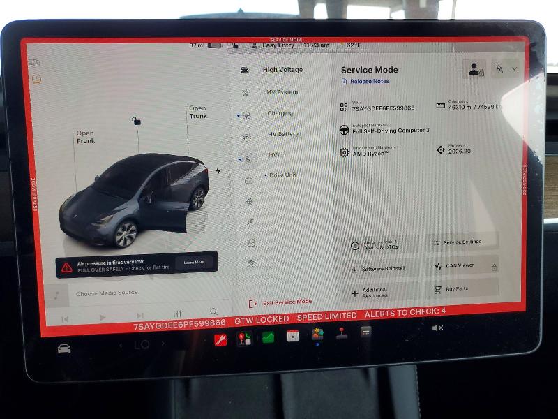 Продажа на аукционе авто 2023 Tesla Model Y, vin: 7SAYGDEE6PF599866, номер лота: 59880796