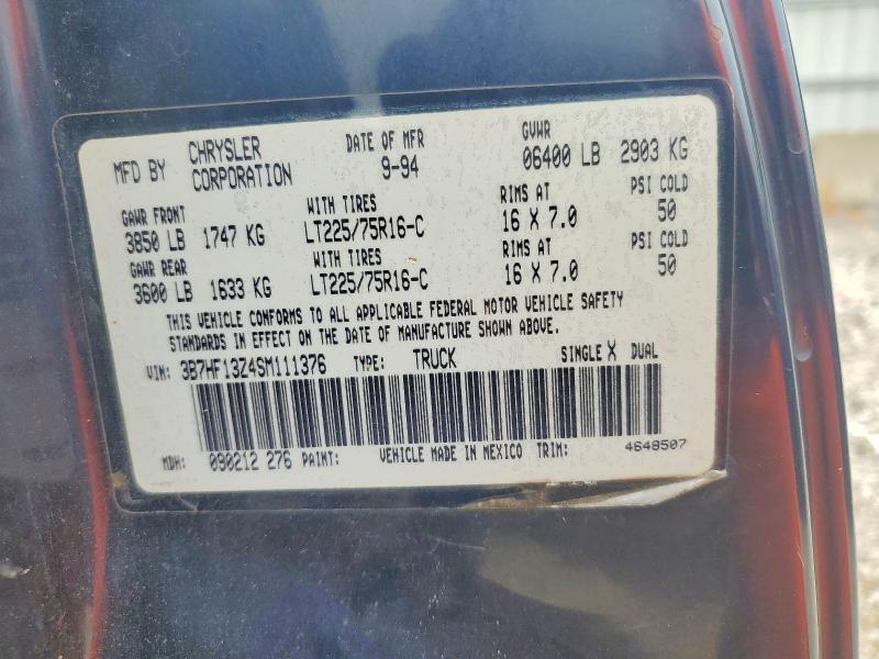 Продаж на аукціоні авто 1995 Dodge Ram 1500, vin: 3B7HF13Z4SM111376, номер лоту: 60325436
