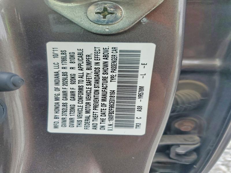 62466186 :رقم المزاد ، 19XFB2F96CE018164 vin ، 2012 Honda Civic مزاد بيع