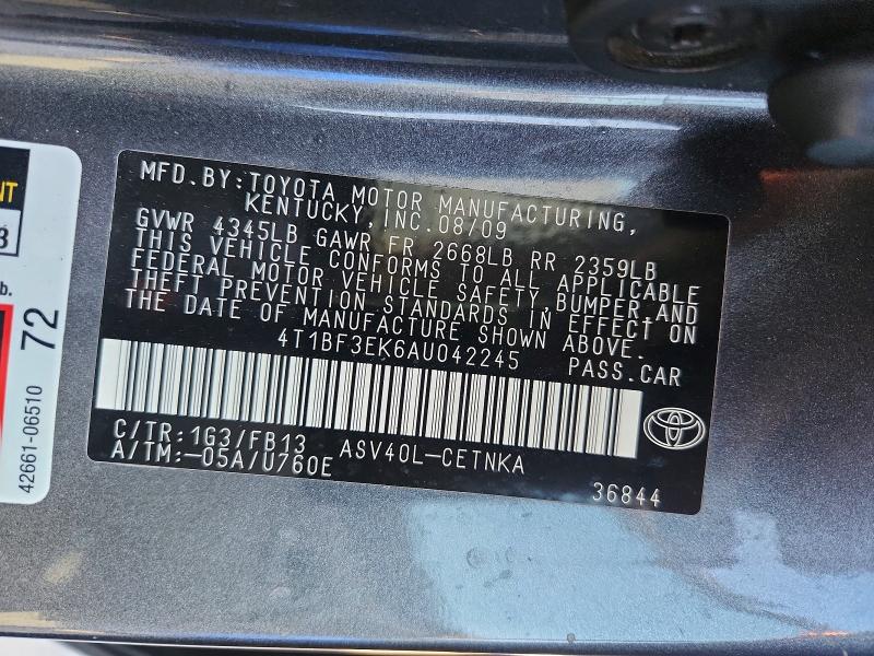 Продаж на аукціоні авто 2010 Toyota Camry, vin: 4T1BF3EK6AU042245, номер лоту: 59094696