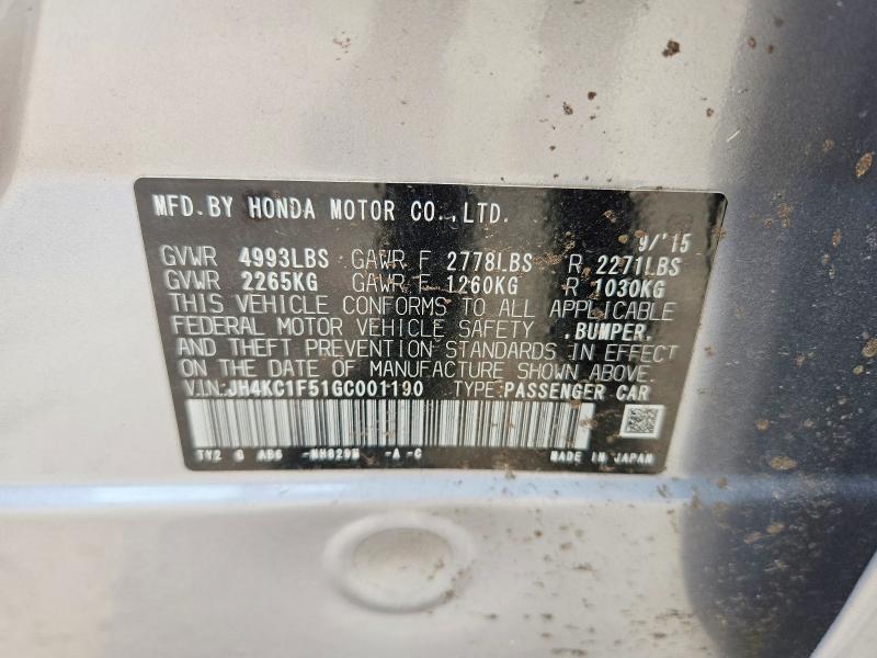 60749626 :رقم المزاد ، JH4KC1F51GC001190 vin ، 2016 Acura Rlx مزاد بيع