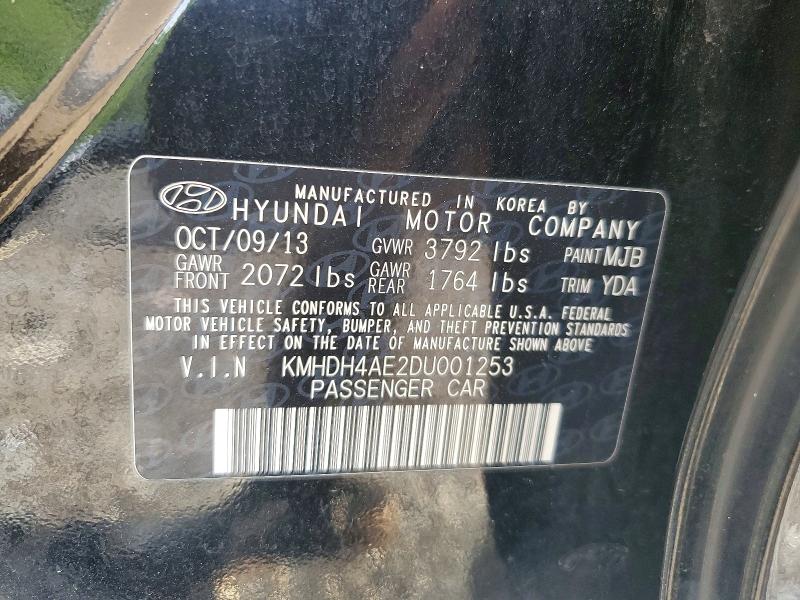 60232866 :رقم المزاد ، KMHDH4AE2DU001253 vin ، 2013 Hyundai Elantra مزاد بيع