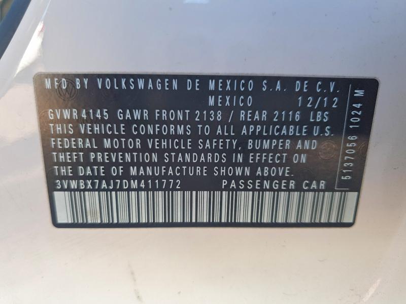 Aukcja sprzedaży 2013 Volkswagen Jetta, vin: 3VWBX7AJ7DM411772, numer aukcji: 60600606