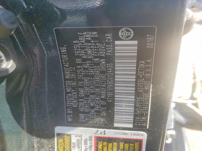60492746 :رقم المزاد ، 4T1BF1FK8CU124435 vin ، 2012 Toyota Camry مزاد بيع