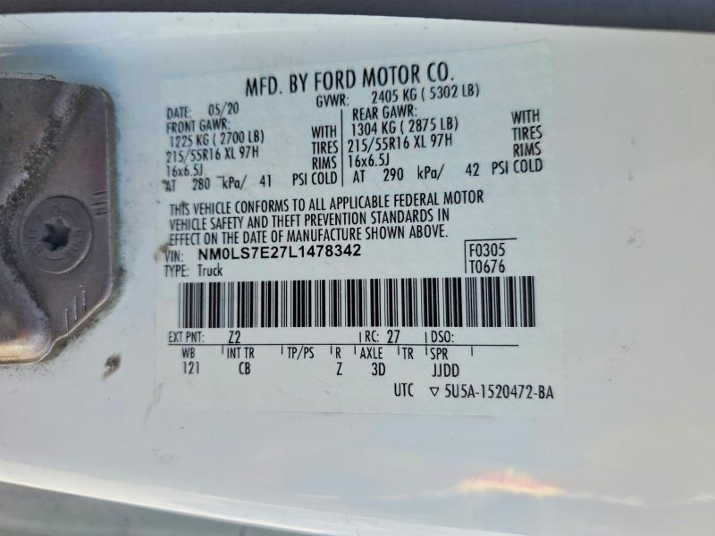 Продажа на аукционе авто 2020 Ford Transit Connect, vin: NM0LS7E27L1478342, номер лота: 62356066