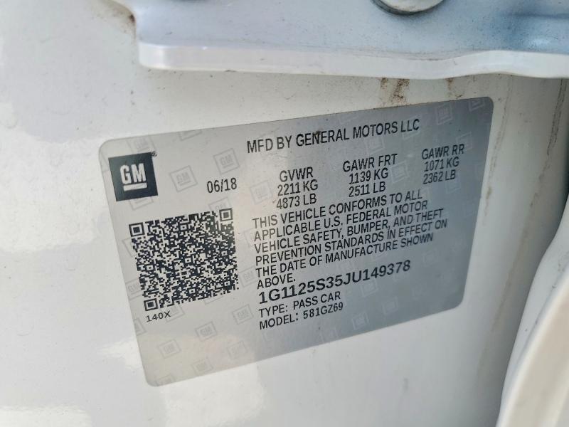 Продаж на аукціоні авто 2018 Chevrolet Impala, vin: 1G1125S35JU149378, номер лоту: 59681236