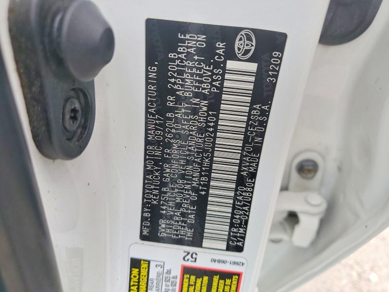 Продажа на аукционе авто 2018 Toyota Camry, vin: 4T1B11HK5JU024401, номер лота: 60474356