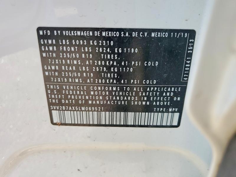 61777436 :رقم المزاد ، 3VV2B7AX5LM069521 vin ، 2020 Volkswagen Tiguan مزاد بيع