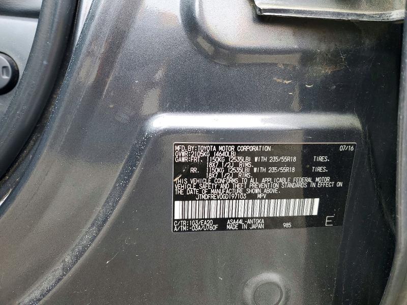 Aukcja sprzedaży 2016 Toyota Rav4, vin: JTMDFREV0GD197103, numer aukcji: 61168076