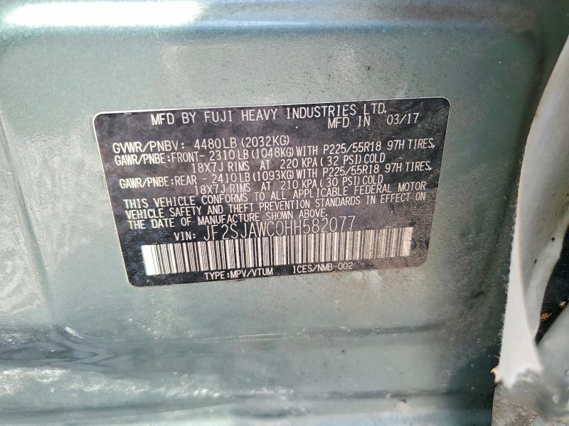 Продаж на аукціоні авто 2017 Subaru Forester, vin: JF2SJAWC0HH582077, номер лоту: 59340216