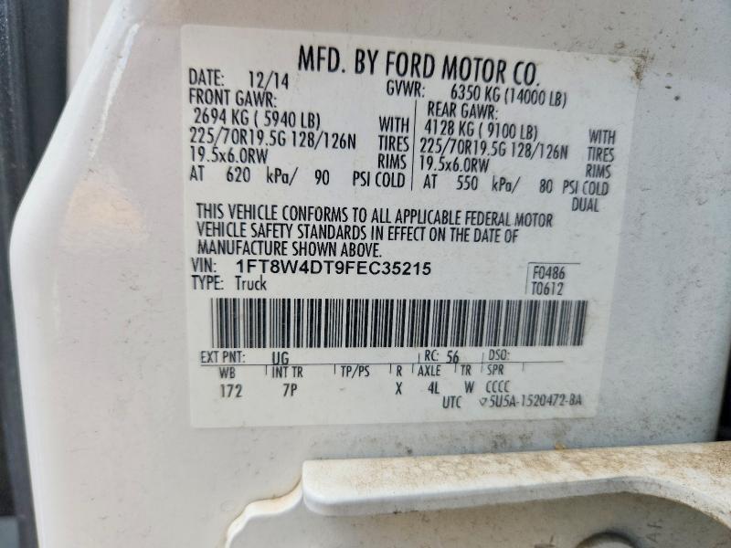 60422846 :رقم المزاد ، 1FT8W4DT9FEC35215 vin ، 2015 Ford F450 مزاد بيع