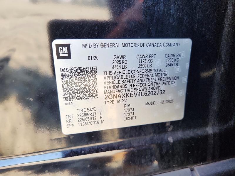 Продажа на аукционе авто 2020 Chevrolet Equinox, vin: 2GNAXKEV4L6202732, номер лота: 60817016