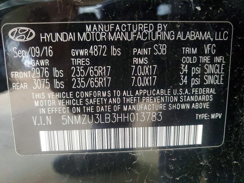 Продаж на аукціоні авто 2017 Hyundai Santa Fe Sport, vin: 5NMZU3LB3HH013783, номер лоту: 62257046