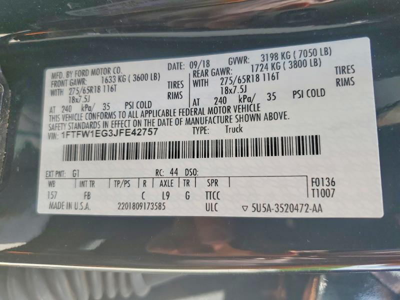Продажа на аукционе авто 2018 Ford F150, vin: 1FTFW1EG3JFE42757, номер лота: 59651526