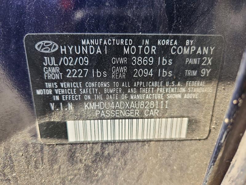 61392096 :رقم المزاد ، KMHDU4ADXAU828111 vin ، 2010 Hyundai Elantra مزاد بيع