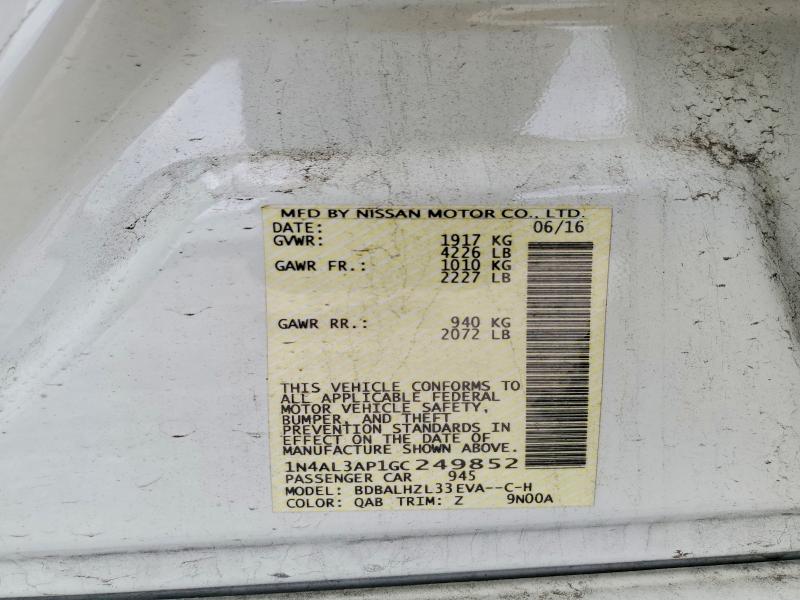Продаж на аукціоні авто 2016 Nissan Altima, vin: 1N4AL3AP1GC249852, номер лоту: 59861026