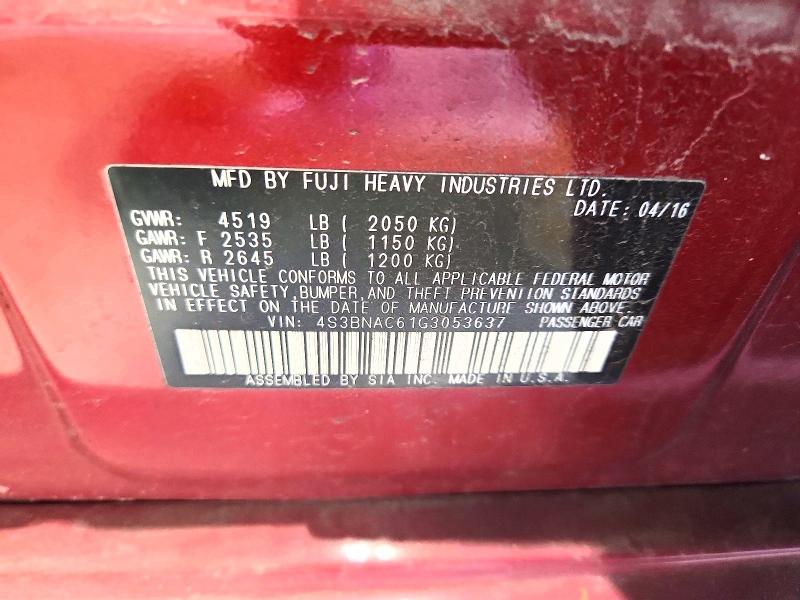 Продажа на аукционе авто 2016 Subaru Legacy, vin: 4S3BNAC61G3053637, номер лота: 60799476