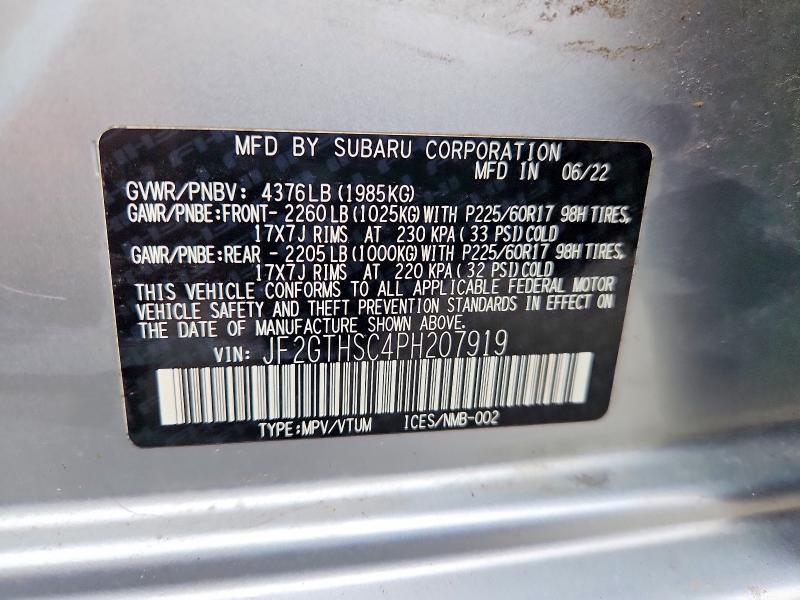 Aukcja sprzedaży 2023 Subaru Crosstrek, vin: JF2GTHSC4PH207919, numer aukcji: 59160156