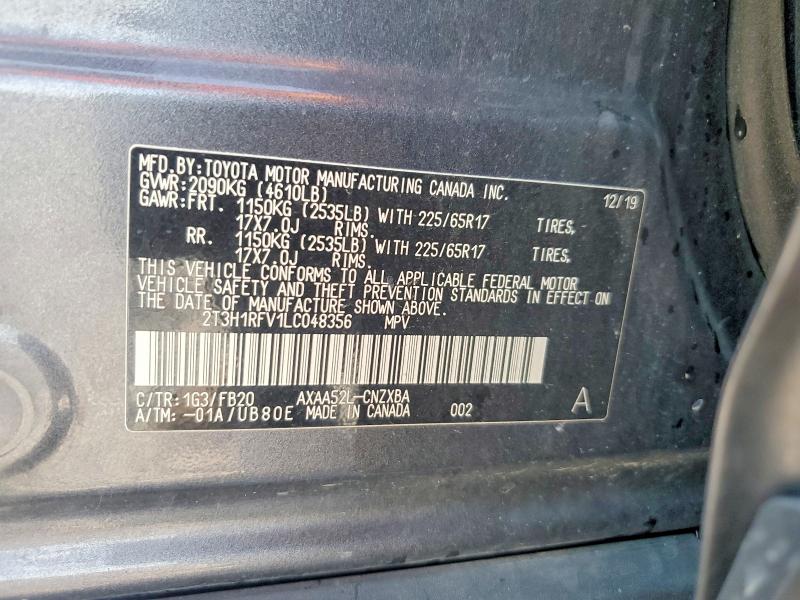 Aukcja sprzedaży 2020 Toyota Rav4, vin: 2T3H1RFV1LC048356, numer aukcji: 63389926