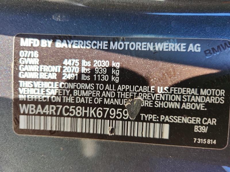 2017 Bmw 430i მანქანა იყიდება აუქციონზე, vin: WBA4R7C58HK679598, აუქციონის ნომერი: 60450136