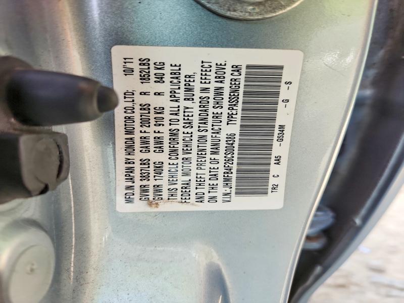 Auction sale of the 2012 Honda Civic, vin: JHMFB4F26CS004386, lot number: 61104236