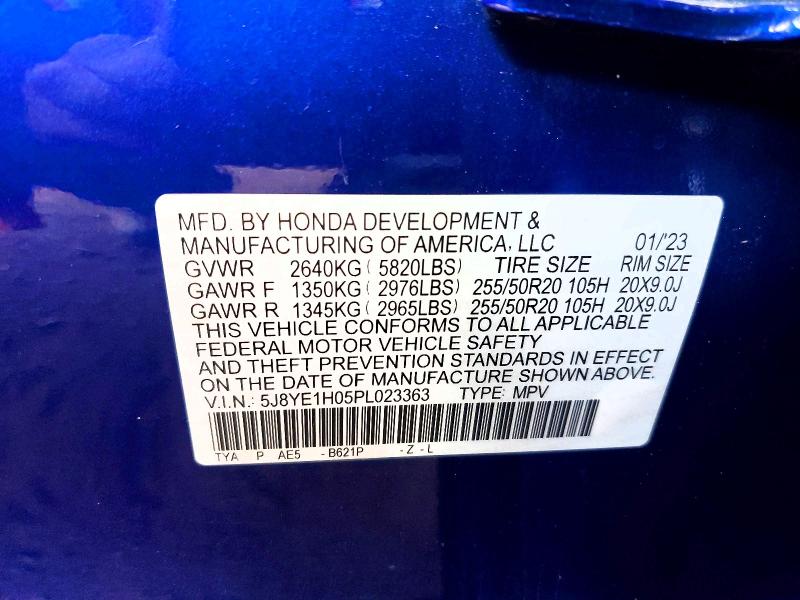Auction sale of the 2023 Acura Mdx, vin: 5J8YE1H05PL023363, lot number: 62071686