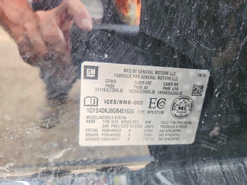61892386 :رقم المزاد ، 1GYS4DKJ8GR451624 vin ، 2016 Cadillac Escalade مزاد بيع