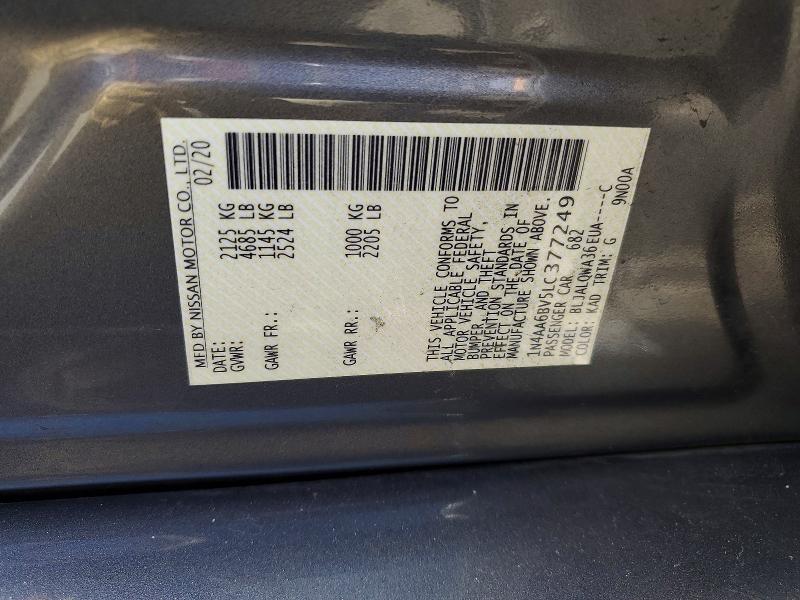 Aukcja sprzedaży 2020 Nissan Maxima, vin: 1N4AA6BV5LC377249, numer aukcji: 59898036