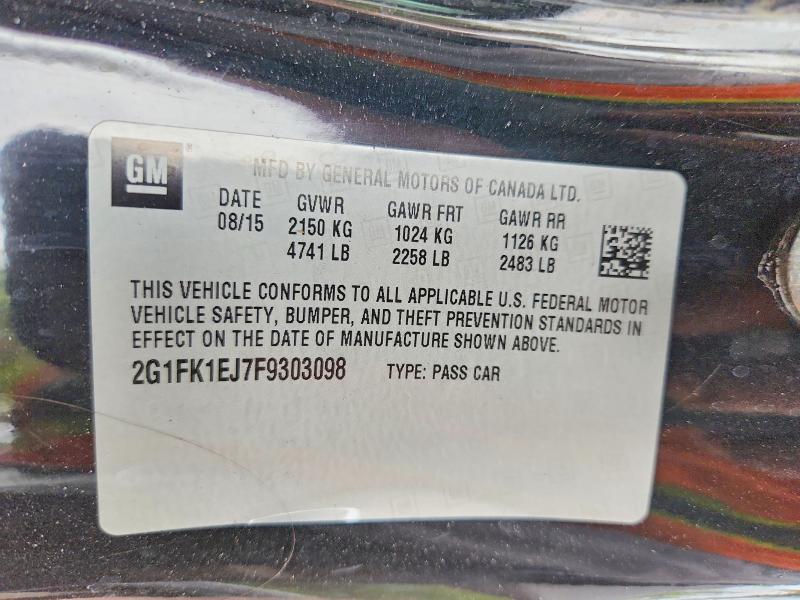 59180216 :رقم المزاد ، 2G1FK1EJ7F9303098 vin ، 2015 Chevrolet Camaro مزاد بيع
