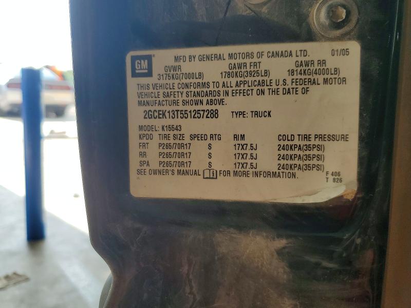 2005 Chevrolet Silverado მანქანა იყიდება აუქციონზე, vin: 2GCEK13T551257288, აუქციონის ნომერი: 61038516