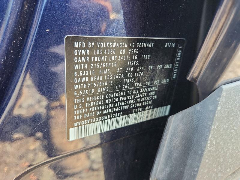 Aukcja sprzedaży 2016 Volkswagen Tiguan, vin: WVGBV7AX3GW577882, numer aukcji: 61709586