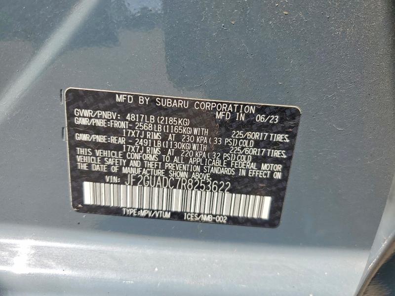2024 Subaru Crosstrek მანქანა იყიდება აუქციონზე, vin: JF2GUADC7R8253622, აუქციონის ნომერი: 62476936