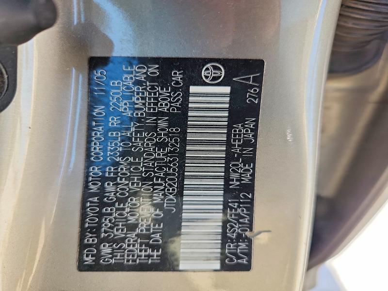 Aukcja sprzedaży 2006 Toyota Prius, vin: JTDKB20U563132518, numer aukcji: 59217976