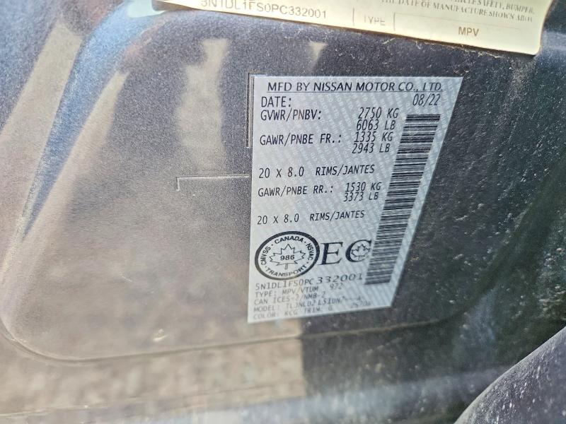 Aukcja sprzedaży 2023 Infiniti Qx60, vin: 5N1DL1FS0PC332001, numer aukcji: 61727816