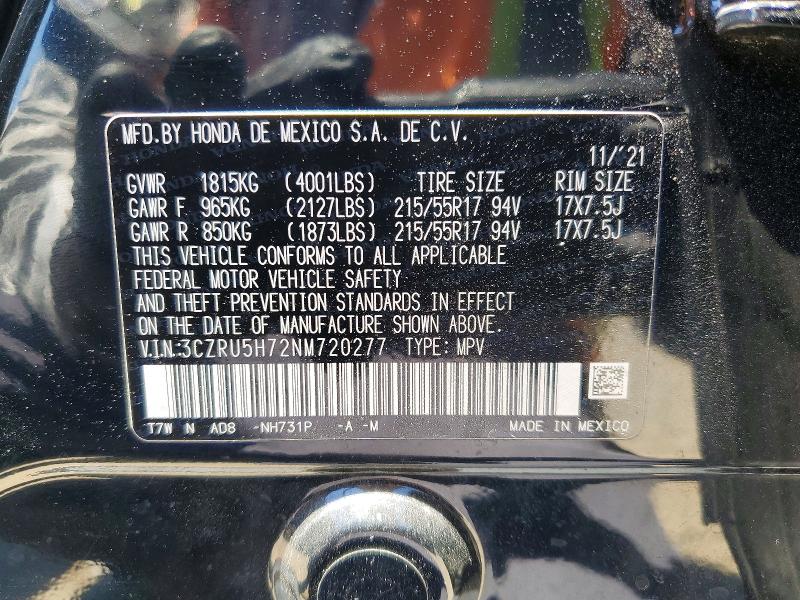 2022 Honda Hr-v მანქანა იყიდება აუქციონზე, vin: 3CZRU5H72NM720277, აუქციონის ნომერი: 60526146