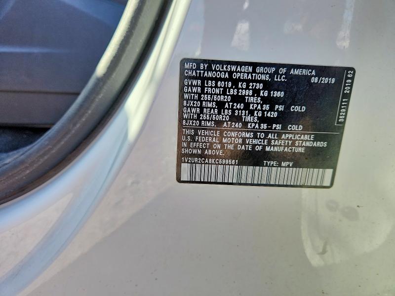 Aukcja sprzedaży 2019 Volkswagen Atlas, vin: 1V2UR2CA8KC599561, numer aukcji: 56194396