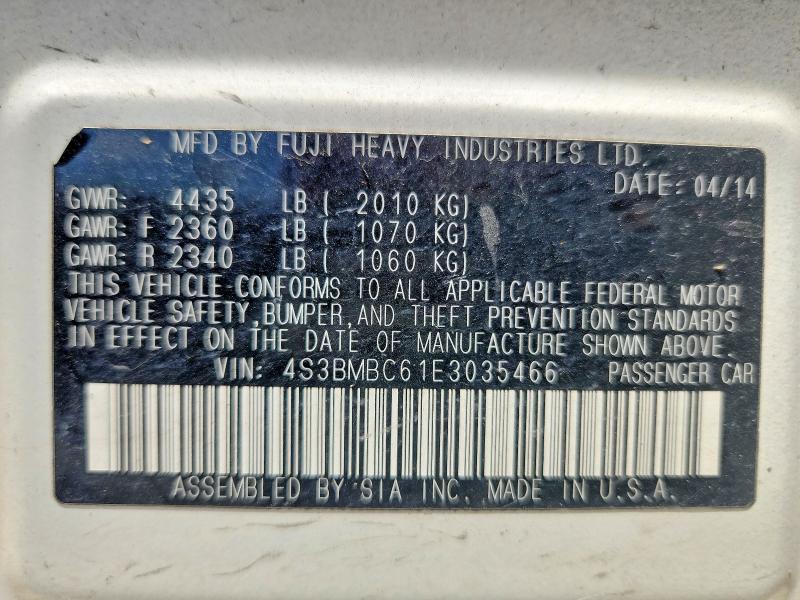 Aukcja sprzedaży 2014 Subaru Legacy, vin: 4S3BMBC61E3035466, numer aukcji: 59968176