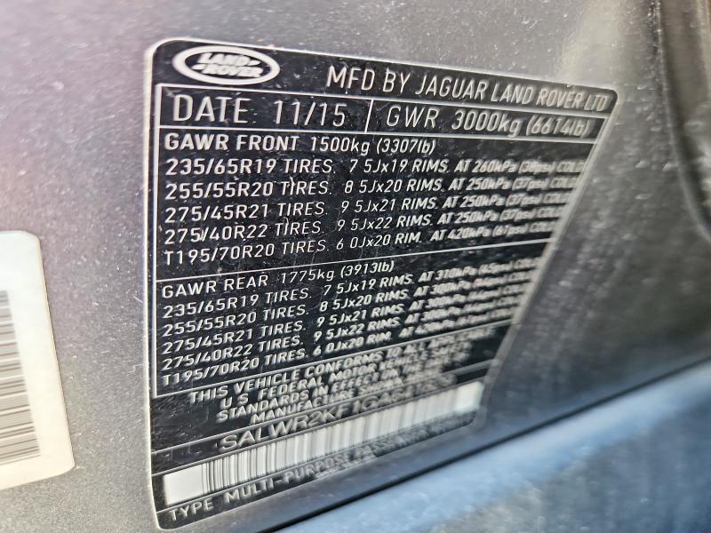 Aukcja sprzedaży 2016 Land Rover Range Rover Sport, vin: SALWR2KF1GA641829, numer aukcji: 60914686