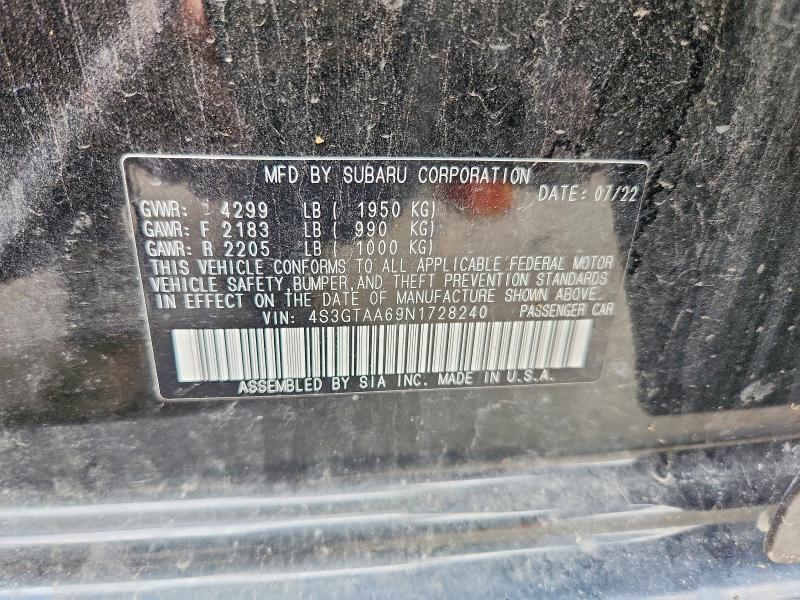 Продажа на аукционе авто 2022 Subaru Impreza, vin: 4S3GTAA69N1728240, номер лота: 59374456