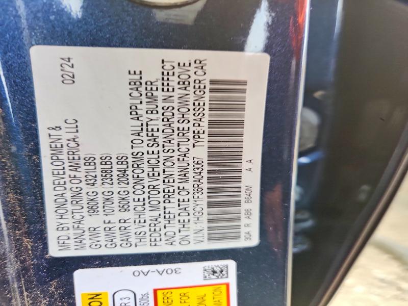 Продаж на аукціоні авто 2024 Honda Accord, vin: 1HGCY1F36RA043067, номер лоту: 60724996